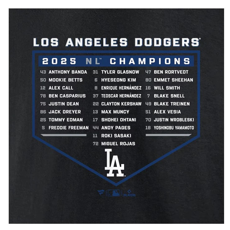 公式特別限定受注生産品ナショナルリーグチャンピオンズ ロスターTシャツブラック MLB] ロサンゼルス・ドジャース ナショナルリーグ LCSチャンピオン