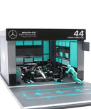 メルセデス AMG ペトロナス F1 W15 ルイス・ハミルトン ジオラマ ピットストップセット by ブラゴ 1/43スケール
