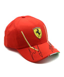 ルクレール＆サインツ 直筆サイン入り スクーデリア フェラーリ チーム キャップ 2024年 （レプリカモデル）