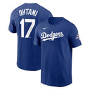 [MLB] ロサンゼルス·ドジャース 大谷翔平 ネーム＆ナンバー Tシャツ ワールドシリーズ優勝バッジ付き