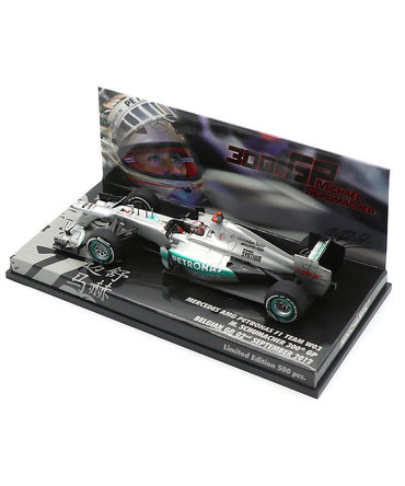 【海外並行品】シューマッハー別注 ミニチャンプス 1/43スケール メルセデス AMG ペトロナス W03 ミハエル・シューマッハー F1参戦300戦記念GP 2012年ベルギーGP