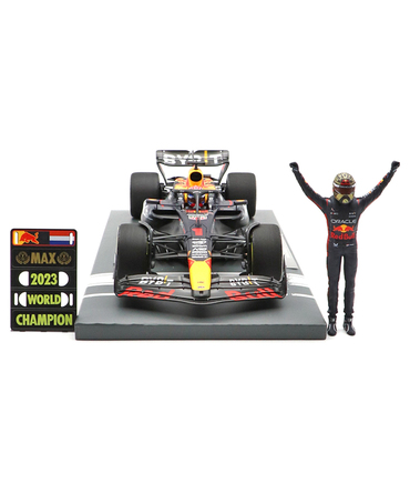 フェルスタッペン別注 ミニチャンプス 1/18スケール オラクル レッドブル レーシング ホンダ RB19 マックス・フェルスタッペン 2023年 カタールGP 優勝 ワールドチャンピオン フィギュア＆ピットボード付き/ARB/23f1m