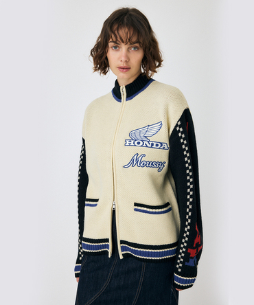 ホンダ HRC MOUSSY ジャガード ニットカーディガン IVOY