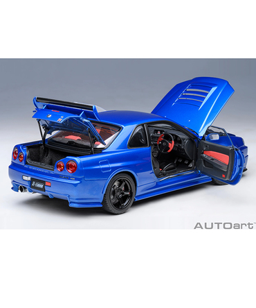 【30%オフセール】オートアート 1/18スケール ニスモ R34 GT-R Z-tune （ベイサイドブルー）/msl