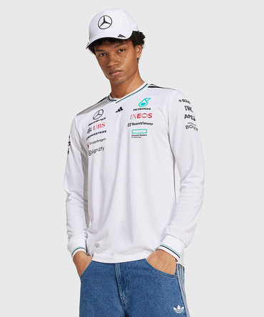 【オーセンティック】メルセデス AMG ペトロナス F1 チーム ドライバー ロングスリーブ Tシャツ ホワイト 2025 /アディダス/TM-W