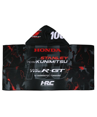 HRC Honda RACING x スーパーGT コラボ フード付き ビッグタオル STANLEY TEAM KUNIMITSU #100