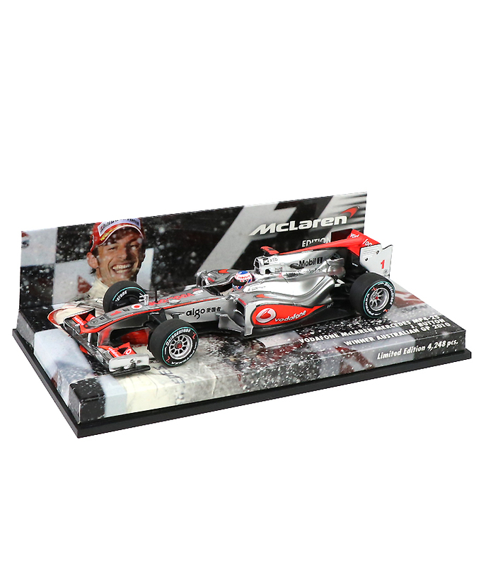 【海外並行品】ミニチャンプス 1/43スケール ボーダフォン マクラーレン メルセデス MP4-25 ジェンソン・バトン　2010年オーストラリアGP優勝拡大画像