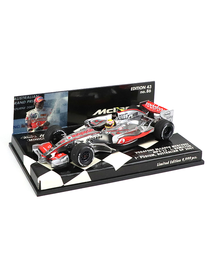 【海外並行品】ミニチャンプス 1/43スケール ボーダフォン マクラーレン メルセデス MP4/22 ルイス・ハミルトン 2007年オーストラリアGP 初表彰台拡大画像