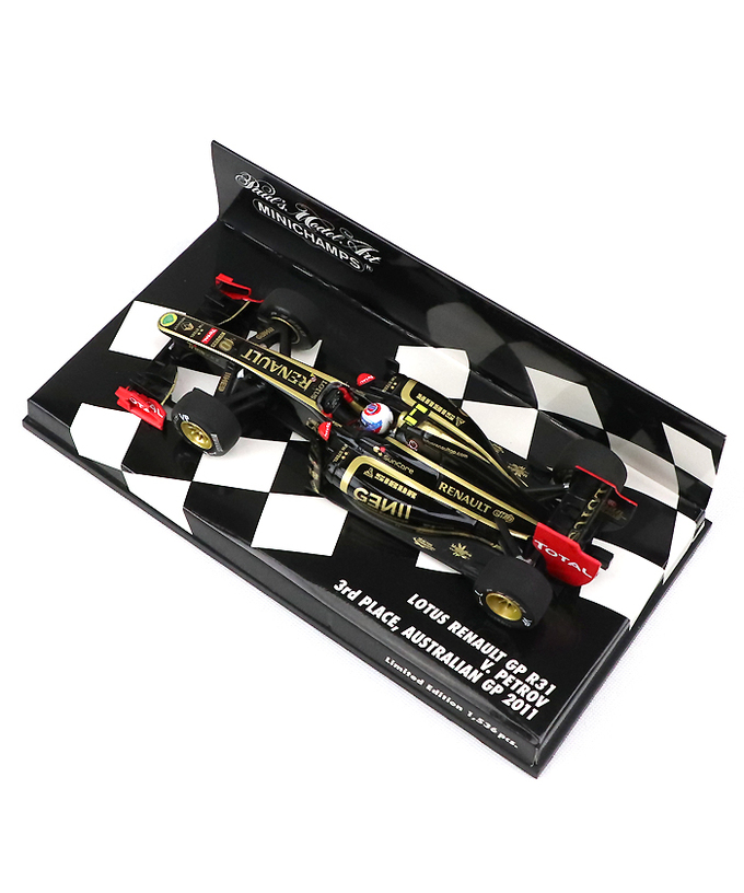 【海外並行品】ミニチャンプス 1/43スケール ロータス ルノー GP R31 ヴィタリー・ペトロフ 2011年オーストリアGP 3位入賞拡大画像