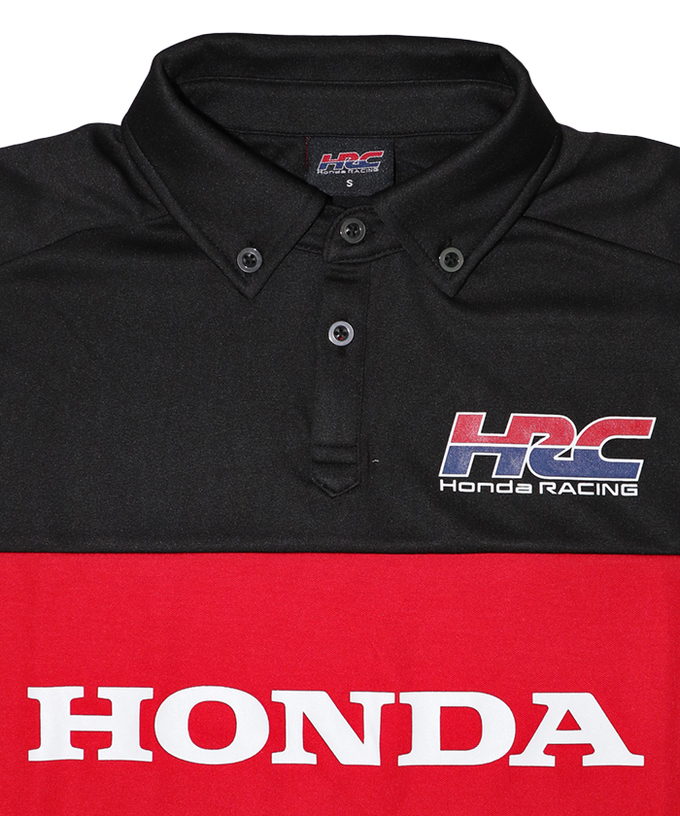 HRC Honda RACING ラグラン ポロシャツ Redline ブラック拡大画像