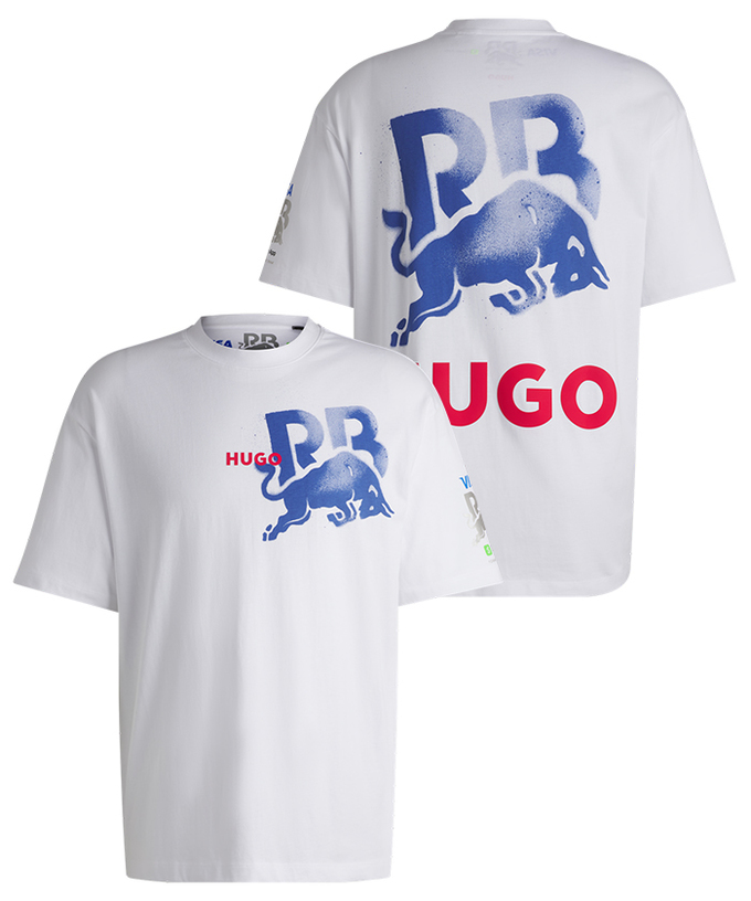 VISA CASH APP RB F1 チーム ライフスタイル コマーシャル グラフィックロゴ Tシャツ 2024 ホワイト拡大画像