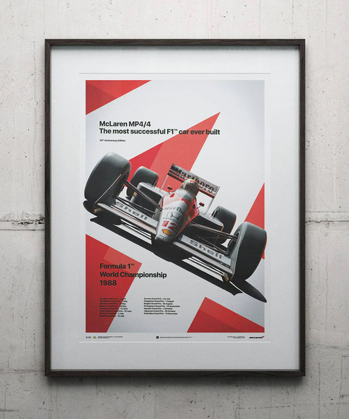 マクラーレン ホンダ MP4/4 アイルトン・セナ 1988年 ワールドチャンピオン ポスター拡大画像