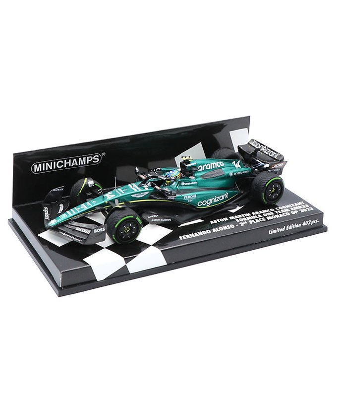 ミニチャンプス 1/43スケール アストンマーチン アラムコ コグ二ザント F1 チーム AMR23 フェルナンド・アロンソ 2023年 モナコGP 2位入賞/23f1m拡大画像