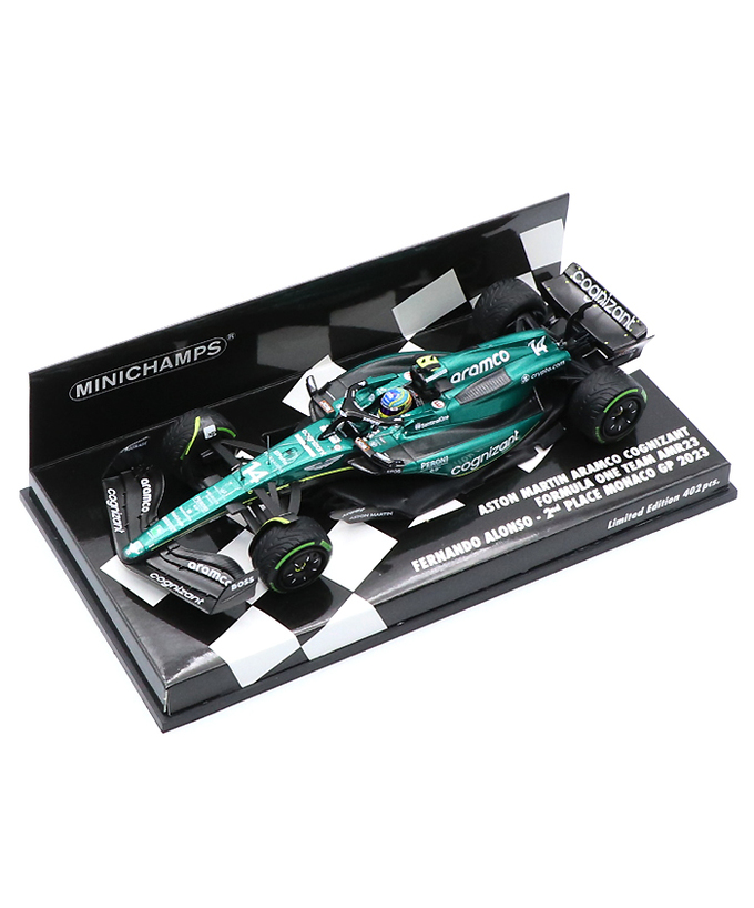 ミニチャンプス 1/43スケール アストンマーチン アラムコ コグ二ザント F1 チーム AMR23 フェルナンド・アロンソ 2023年 モナコGP 2位入賞/23f1m拡大画像