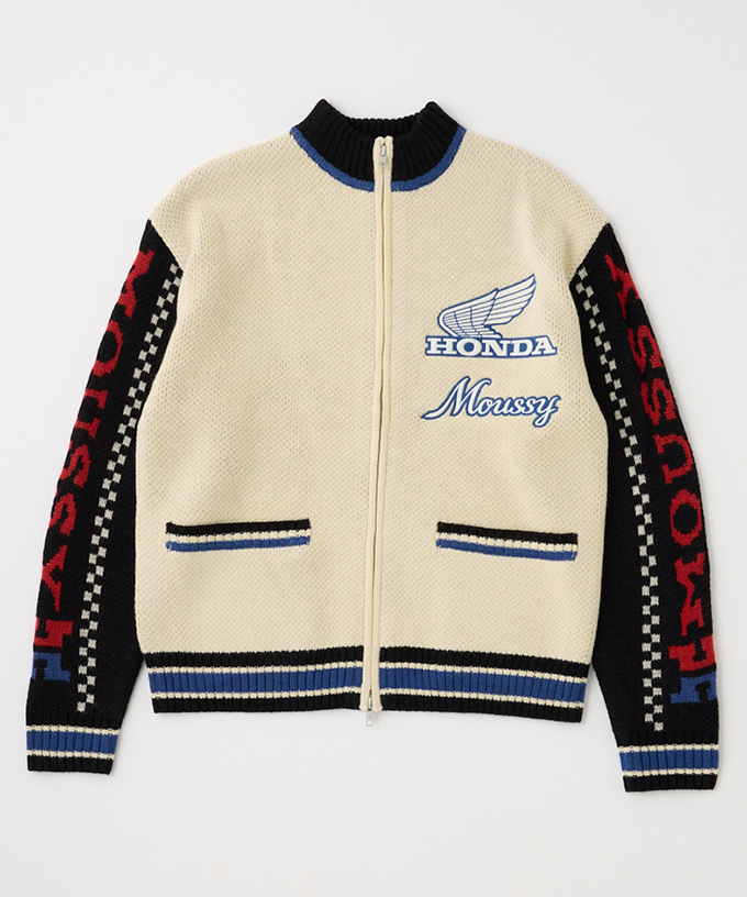 ホンダ HRC MOUSSY ジャガード ニットカーディガン IVOY拡大画像