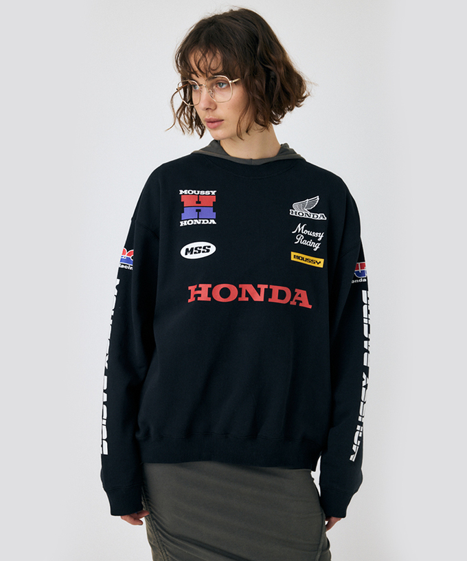 ホンダ HRC MOUSSY SPONSOR ロゴプルオーバー ブラック拡大画像