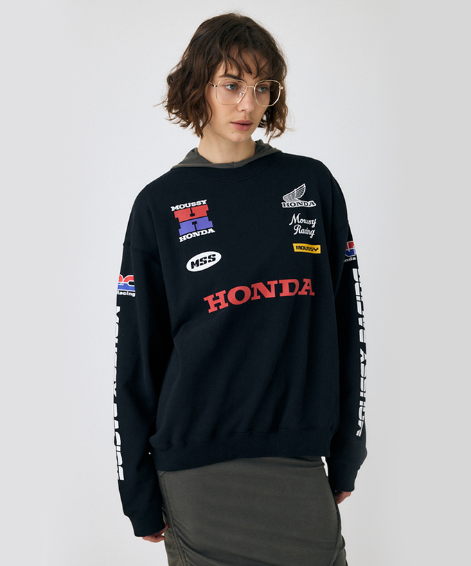 ホンダ HRC MOUSSY SPONSOR ロゴプルオーバー ブラック拡大画像