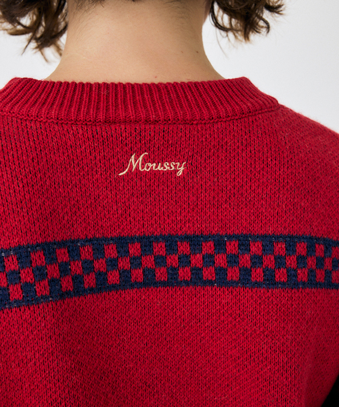 ホンダ HRC MOUSSY JACQUARD ニットトップス レッド拡大画像