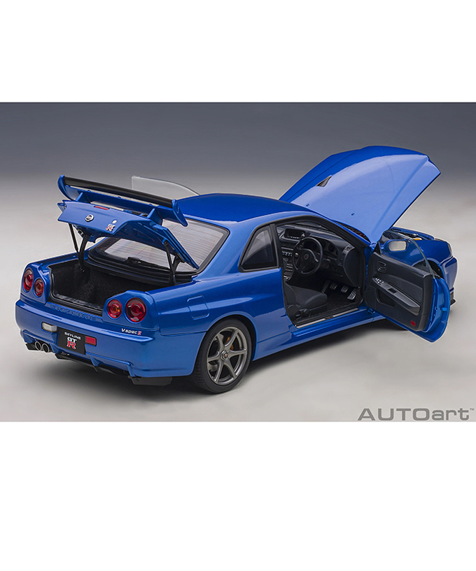 【30%オフセール】オートアート 1/18スケール 日産 スカイライン GT-R （R34） Vスペック II （ベイサイドブルー）/msl拡大画像