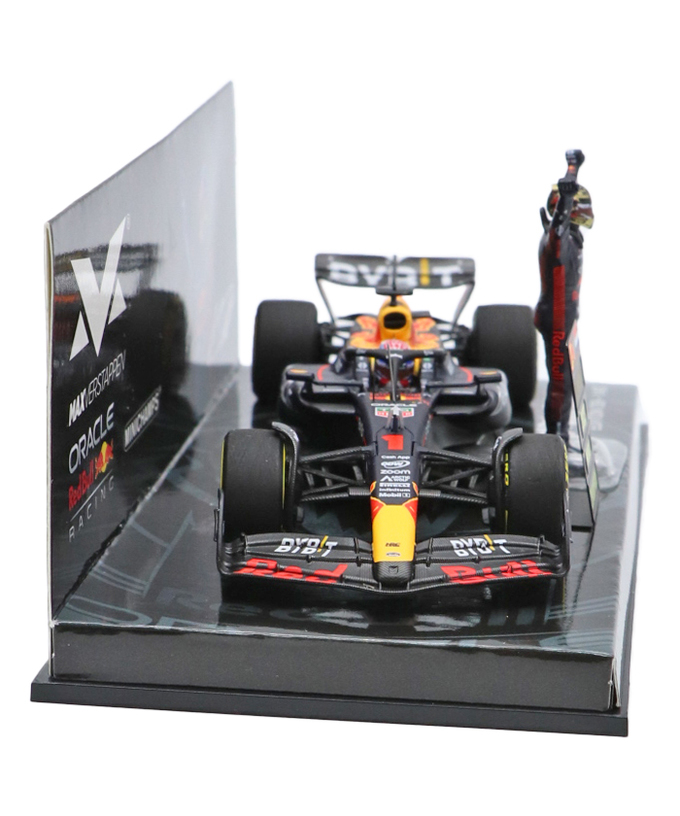 【購入数制限有/おひとり様3台まで】フェルスタッペン別注 ミニチャンプス 1/43スケール オラクル レッドブル レーシング ホンダ RB19 マックス・フェルスタッペン 2023年 カタールGP 優勝 ワールドチャンピオン フィギュア＆ピットボード付き/ARB/23f1m拡大画像