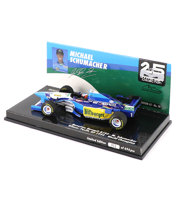 ミニチャンプス 1/43スケール ベネトン ルノー B195 ミハエル・シューマッハー 1995年 パシフィックGP 優勝 ワールドチャンピオン拡大画像