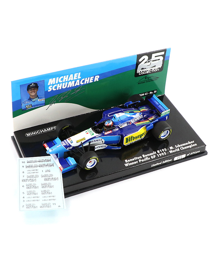 ミニチャンプス 1/43スケール ベネトン ルノー B195 ミハエル・シューマッハー 1995年 パシフィックGP 優勝 ワールドチャンピオン拡大画像