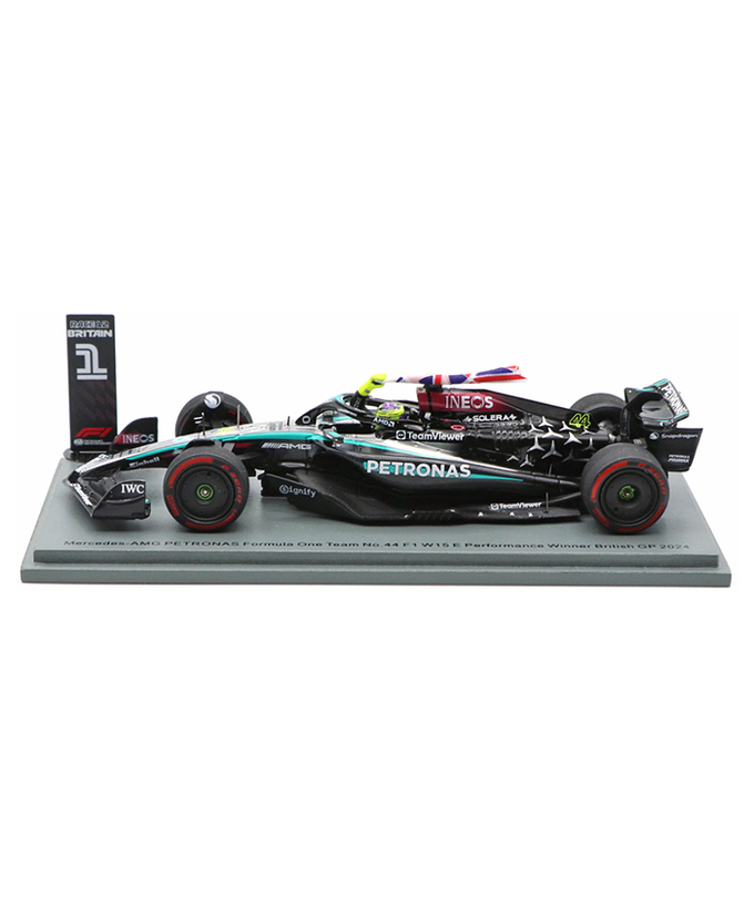 スパーク 1/43スケール メルセデス AMG ペトロナス F1 W15 E パフォーマンス ルイス・ハミルトン 2024年 イギリスGP 優勝 With イギリス国旗 /24f1m拡大画像