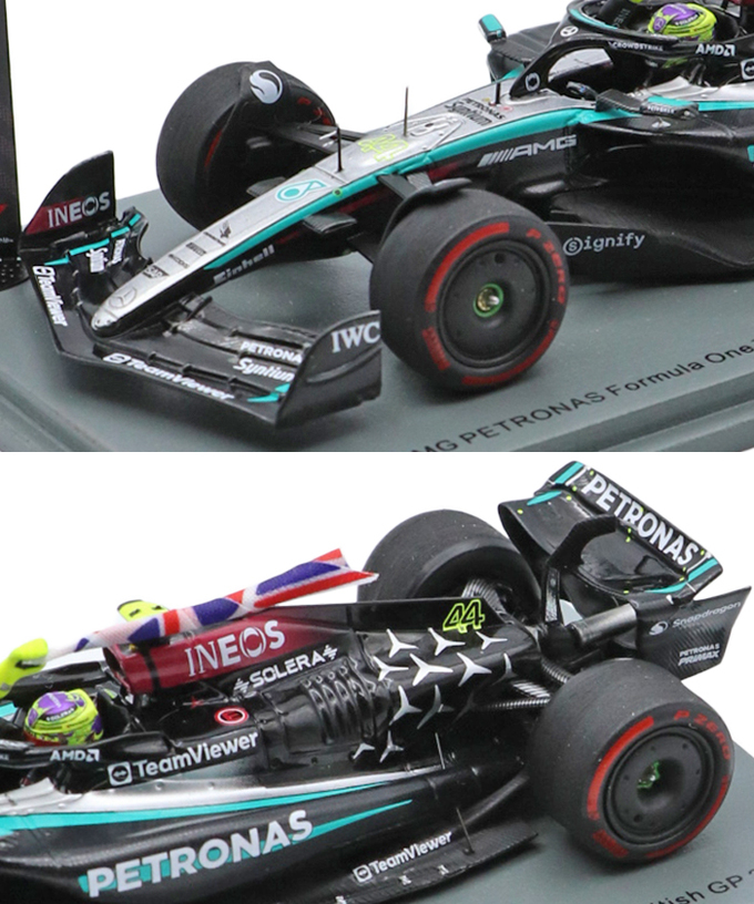 スパーク 1/43スケール メルセデス AMG ペトロナス F1 W15 E パフォーマンス ルイス・ハミルトン 2024年 イギリスGP 優勝 With イギリス国旗 /24f1m拡大画像