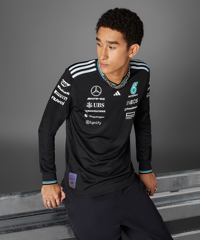 【オーセンティック】メルセデス AMG ペトロナス F1 チーム ドライバー ロングスリーブ Tシャツ ブラック 2025 /アディダス/TM-W拡大画像