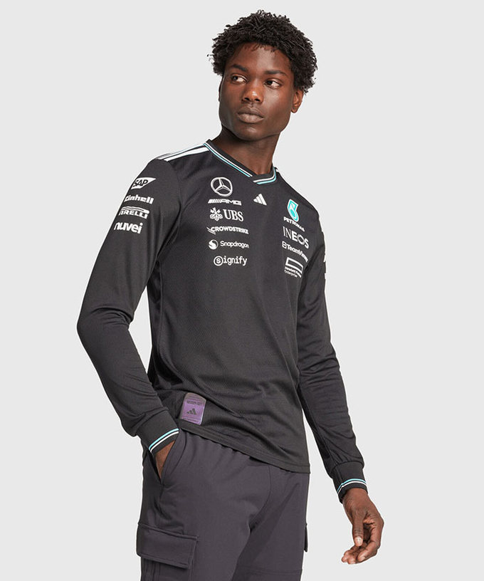 【オーセンティック】メルセデス AMG ペトロナス F1 チーム ドライバー ロングスリーブ Tシャツ ブラック 2025 /アディダス/TM-W拡大画像