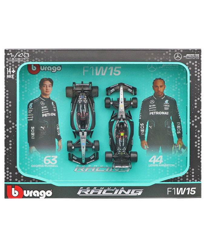 ブラゴ 1/43スケール メルセデス AMG ペトロナス F1 W15 E パフォーマンス #44 ハミルトン #63 ラッセル 2台セット  /24f1m拡大画像