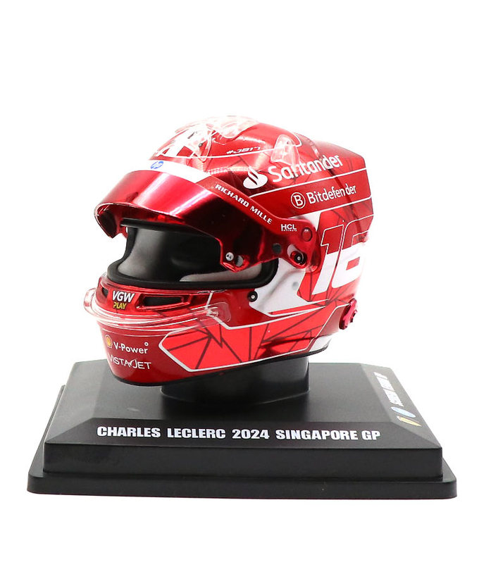 ルックスマート 1/5スケール シャルル・ルクレール フェラーリ 2024年 シンガポールGP ヘルメット拡大画像