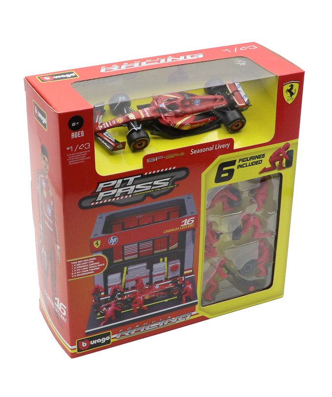 ブラゴ 1/43スケール スクーデリア フェラーリ SF24 シャルル・ルクレール ジオラマ ピットストップセット拡大画像