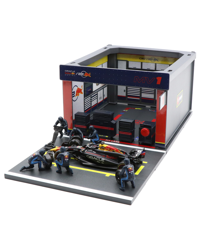 ブラゴ 1/43スケール オラクル レッドブルレーシング RB20 マックス・フェルスタッペン ジオラマ ピットストップセット拡大画像