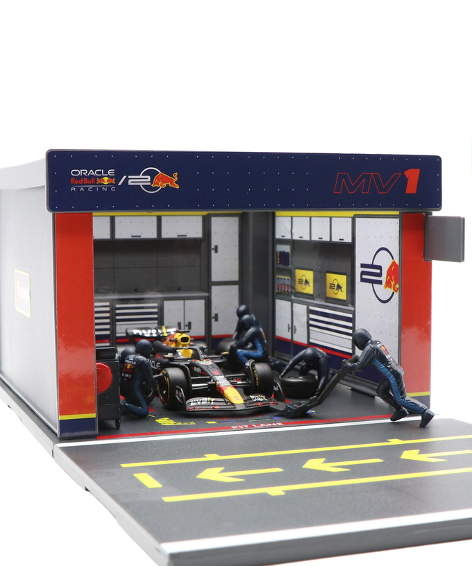 ブラゴ 1/43スケール オラクル レッドブルレーシング RB20 マックス・フェルスタッペン ジオラマ ピットストップセット拡大画像
