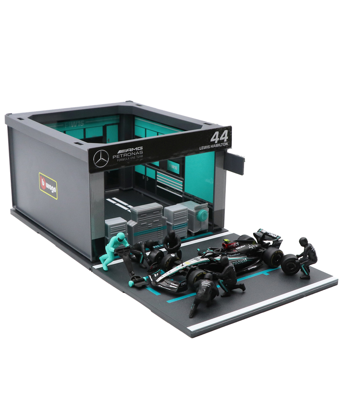 ブラゴ 1/43スケール メルセデス AMG ペトロナス F1 W15 ルイス・ハミルトン ジオラマ ピットストップセット拡大画像