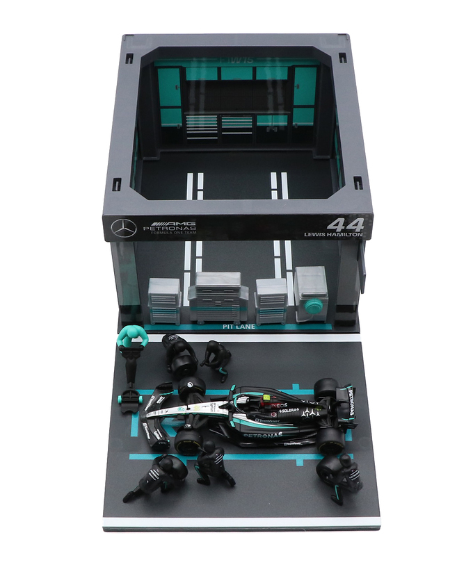 ブラゴ 1/43スケール メルセデス AMG ペトロナス F1 W15 ルイス・ハミルトン ジオラマ ピットストップセット拡大画像