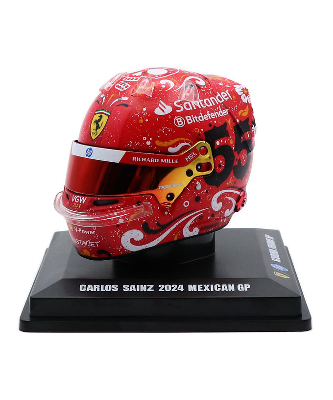 ルックスマート 1/5スケール カルロス・サインツ フェラーリ 2024年 メキシコGP ヘルメット 優勝拡大画像