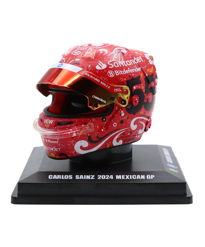 ルックスマート 1/5スケール カルロス・サインツ フェラーリ 2024年 メキシコGP ヘルメット 優勝拡大画像