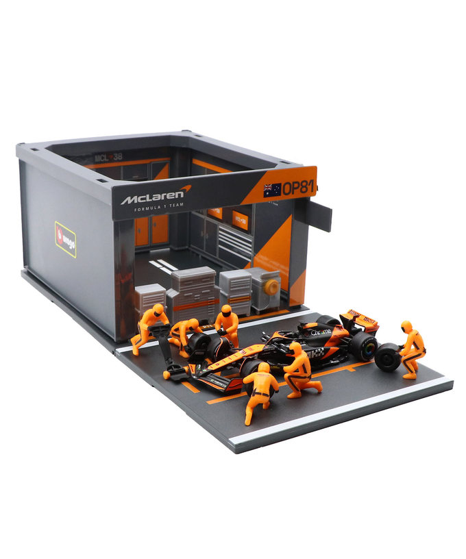 ブラゴ 1/43スケール マクラーレン F1 MCL38  オスカー・ピアストリ ジオラマ ピットストップセット拡大画像