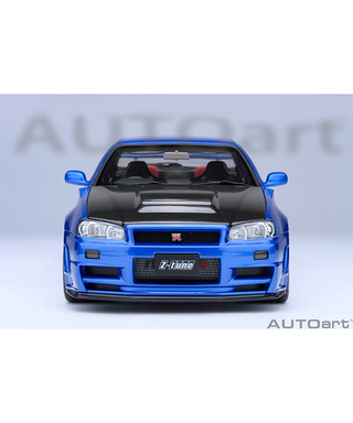 【30%オフセール】オートアート 1/18スケール ニスモ R34 GT-R Z-tune （ベイサイドブルー）/msl