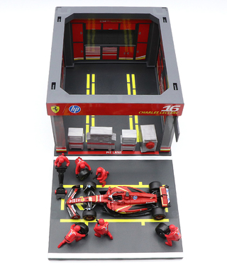 ブラゴ 1/43スケール スクーデリア フェラーリ SF24 シャルル・ルクレール ジオラマ ピットストップセット