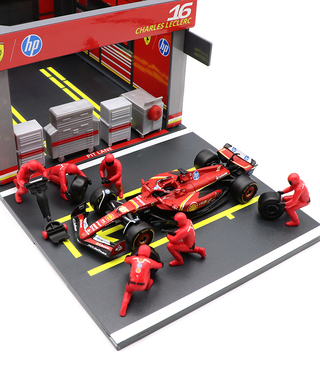 ブラゴ 1/43スケール スクーデリア フェラーリ SF24 シャルル・ルクレール ジオラマ ピットストップセット